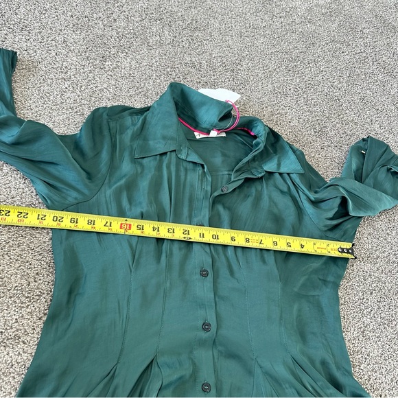 Free People Satin Emery Shirtdress Green Size Large NWT - Picture 12 of 14